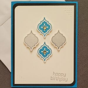 Hand Crafted Blue and Gray Birthday Card